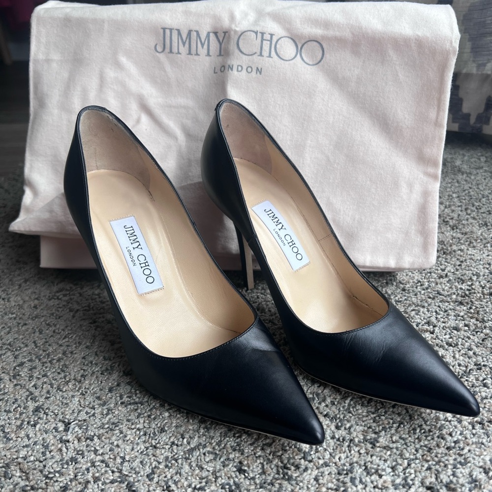 Jimmy Choo Black Romy 100 Leather Pump